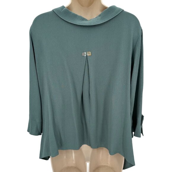 Niche Nilgun Derman Womens Sage 3/4 Sleeve 100% Rayon USA Made Button-Up Top M - Picture 3 of 8
